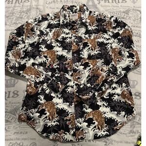 Naked & Famous Denim Tigers Club Easy Shirt Large All Over Print Canada